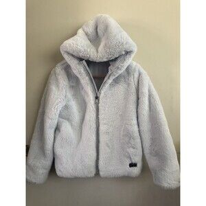 Under Armour Jacket Youth Girls L Pink Long Sleeve Cozy Faux Fur Hoodie Fuzzy